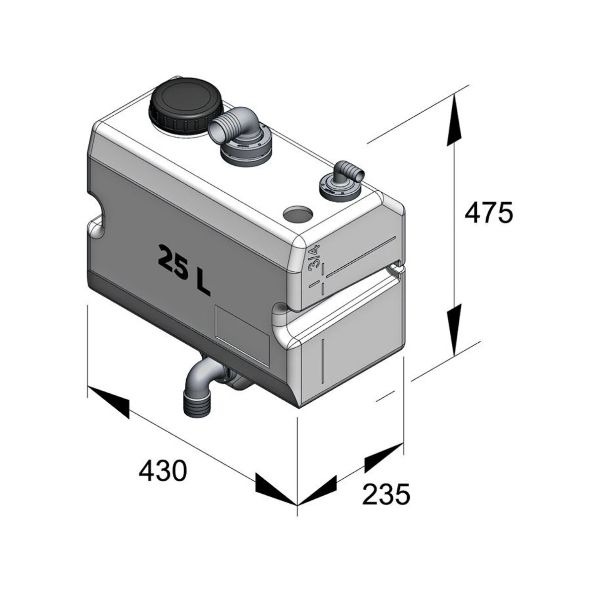Vetus Schmutzwassertank 25 Ltr. Wandhängend 4 Vetus Schmutzwassertank 25 Ltr. Wandhängend – Bild 2
